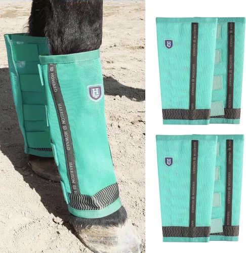 Vista 8 de Harrison Howard Botas de caballo sueltas con protección UV, leggings de malla fina duraderos con tiras reflectantes (juego de 4)
