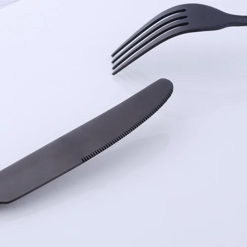 Vista 4 de Juego de cubiertos de acero inoxidable, multiusos para el hogar, cocina, restaurante, hotel, servicio de vajilla para 4 personas (negro, 20 piezas)