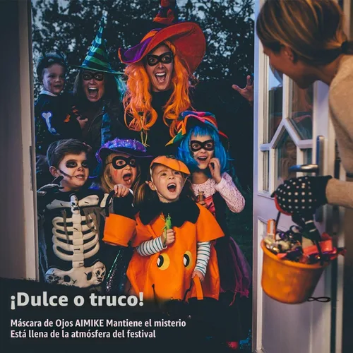 Vista 2 de Máscara de superhéroe AIMIKE, máscara de ojos de fieltro negro, disfraz de Halloween, máscara ajustable con cuerda elástica