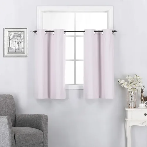 Vista 26 de Rooney Cortinas cortas negras para ventana, cortinas opacas con aislamiento con ojales, para cocina, sótano, oficina, 2 piezas, 30 x 36 pulgadas por