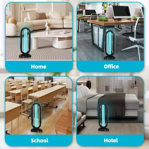 Vista 7 de Feefir Desinfectante de luz UV, dispositivo de desinfección para el hogar UVC, temporizador de 4 velocidades y control remoto, luz UVO, lámpara UV