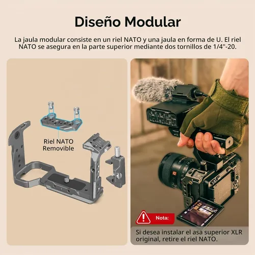 Vista 3 de SmallRig FX3 / FX30 HawkLock Kit de jaula para cámara de liberación rápida para Sony con abrazadera de cable, zapata fría QR incorporada riel