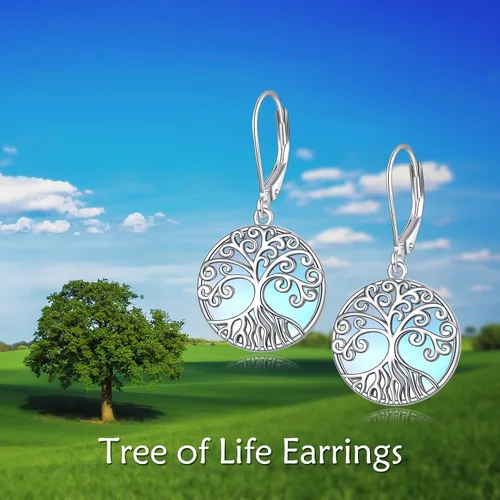 Vista 125 de Aretes colgantes con forma de lágrima de filigrana de piedra lunar de plata de ley 925 con cierre de palanca para mujer, regalos de joyería