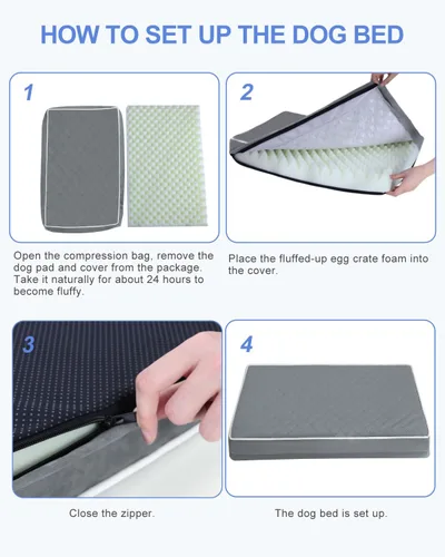 Vista 7 de KSIIA Cojín para Cama de Perro para Jaula Impermeable para Perros Pequeños con Funda Extraíble y Lavable, Espuma Tipo Caja de Huevos y Fondo