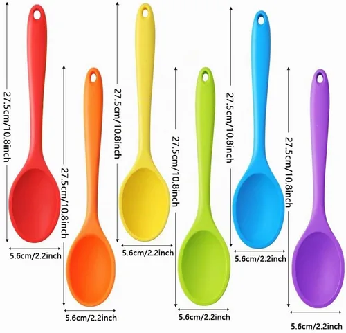 Vista 2 de Paquete de 6 cucharas de silicona grandes de 10.8 pulgadas, cucharas de silicona resistentes al calor, cuchara de servir antiadherente para mezclar