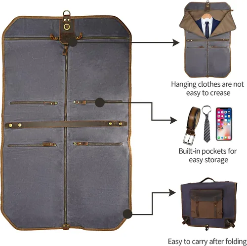 Vista 4 de Bolsa de equipaje de lona encerada con correa para el hombro para el trabajo y los negocios, gris