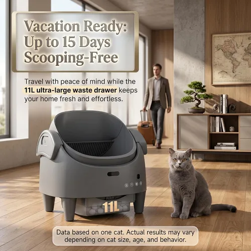 Vista 6 de Caja de arena automática para gatos de autolimpieza, gran capacidad para Gris oscuro
