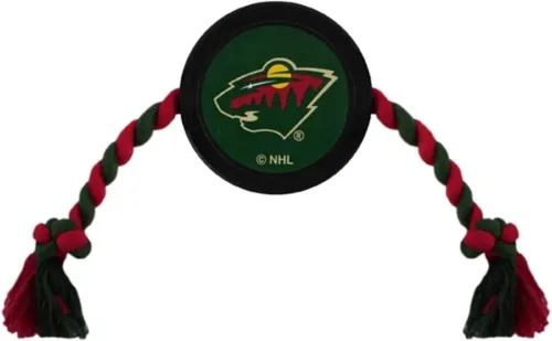 Vista 7 de Juguete de goma First Dog Puck – Cuerda de tiro resistente para perros y gatos – Juega hockey con tu mascota – Juguete con licencia de los Anaheim