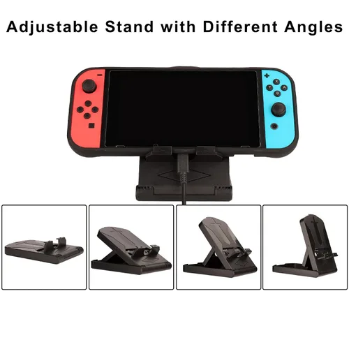 Vista 5 de Switch Accessories Bundle for Nintendo Switch Carrying Case, Screen Protector, Joycon Grips, Steering Wheels, Charging Dock, Playstand, Comfort