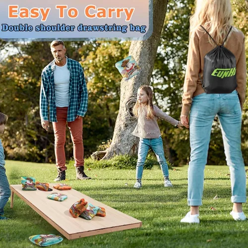 Vista 6 de EunHo Pro Cornhole Bags Set of 8 Dual Sided Slick and Stick - Competition Vaca/Águila