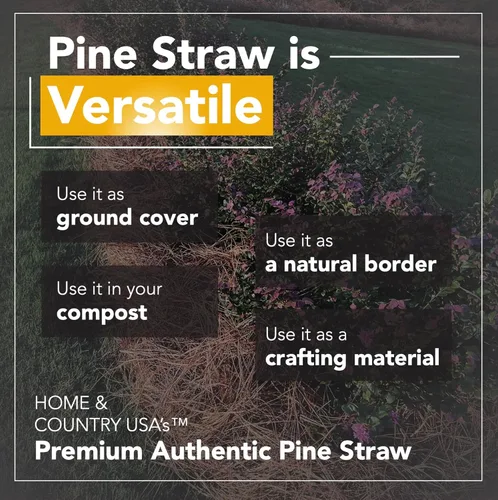Vista 6 de Home and Country USA Mantillo de paja de pino prémium de 4 libras para paisajismo, material orgánico hecho de auténticas agujas de pino, ideal