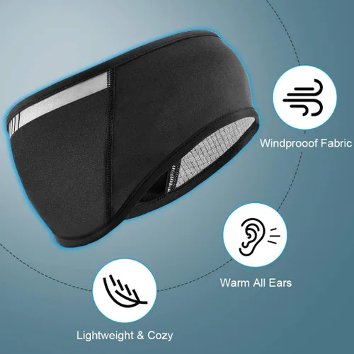 Vista 3 de ROCKBROS Diadema de forro polar para hombres y mujeres, para correr, ciclismo, ciclismo, banda cálida para las orejas de esquí para invierno y clima
