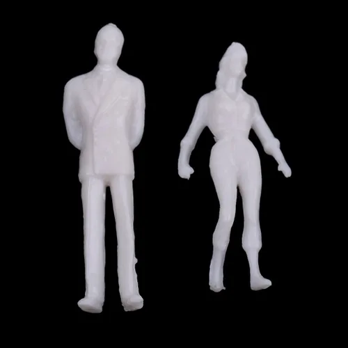 Vista 9 de Yiju 20 piezas de plástico 1:50 simulación mini tren modelo sin pintar personas kit blanco juguete