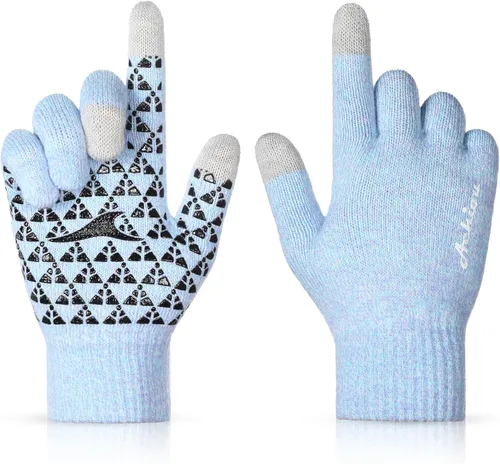Vista 23 de Achiou Winter Gloves for Men and Women, Touchscreen Soft Knit Gloves Camello almendra