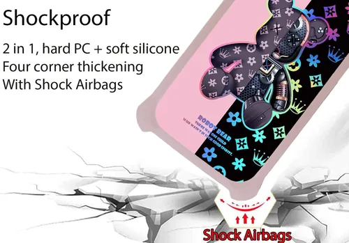 Vista 2 de Aroepurt ATT SL104D - Funda compatible con Summit SL104D con protector de pantalla de vidrio templado, policarbonato duro + silicona suave, soporte