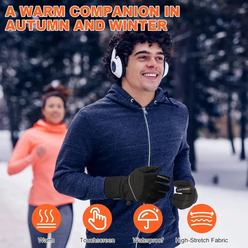 Vista 6 de Guantes de ciclismo de invierno para hombres y mujeres guantes térmicos impermeables con pantalla táctil y palma antideslizante, guantes ligeros