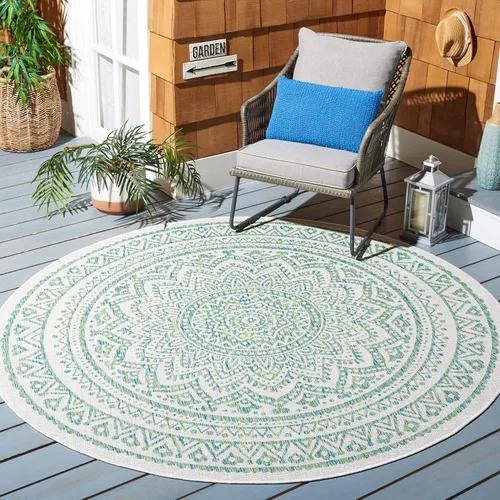 Vista 79 de SAFAVIEH Alfombra lavable al aire libre Courtyard Collection - 2'3" x 5', marfil y verde, no desprende pelusa y fácil limpieza, ideal para patio