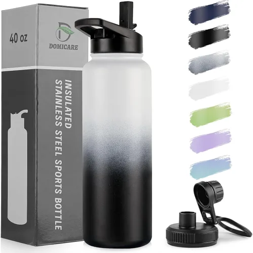 Vista 28 de DOMICARE Botella de agua para niños de 16 onzas para la escuela, de acero inoxidable, con aislamiento al vacío de doble pared, botella de agua