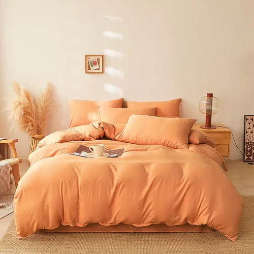 Vista 24 de Luxlovery - Juego de edredón color rojo ladrillo tamaño individual, juego de ropa de cama de 3 piezas, color rojo oscuro, suave, transpirable