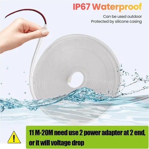 Vista 5 de Tira de neón DC 24V 1.6-65.6 ft IP67 impermeable, multicolor, retroiluminación de TV, tubo de silicona flexible para el hogar, luz LED