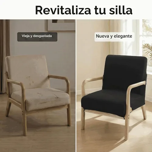 Vista 6 de Deisy Dee Funda para silla moderna de mediados de siglo impresa, Fundas elásticas para sillón de lectura, fundas tapizadas para sillas de sala Negro