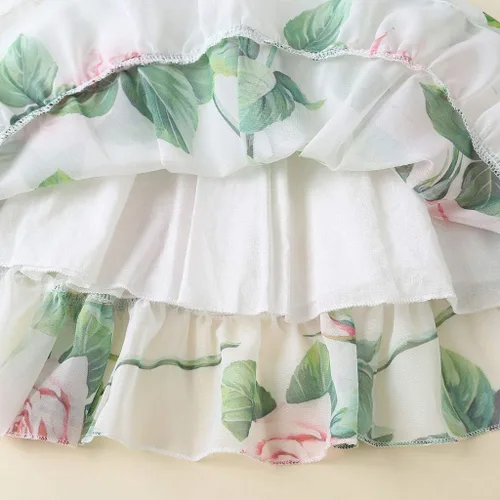 Vista 7 de Toddler Baby Girls Summer Dress Chiffon Princess Tutu Dress Floral Beachwear Suspender Sundress Skirt Little Girl Clothes