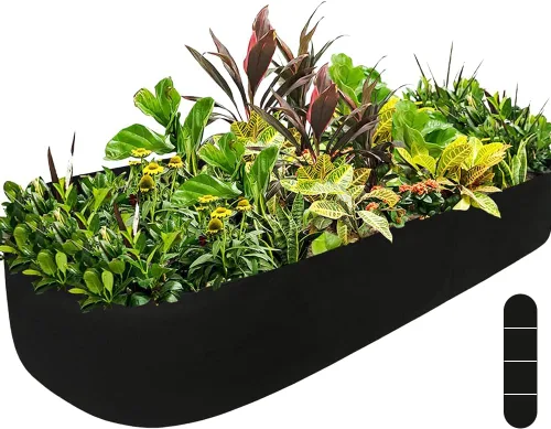 Vista 8 de Cama de jardín elevada de tela, macetas elevadas para plantas al aire libre, bolsa rectangular de cultivo de jardín para hierbas, flores y verduras