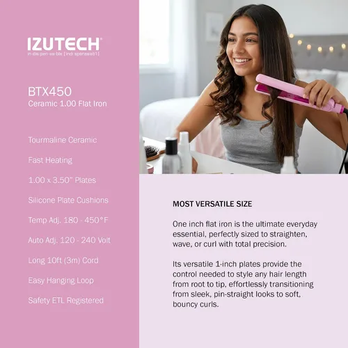 Vista 5 de IZUTECH BTX450 One Inch Styler Algodón Rosa