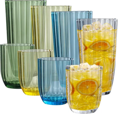 Vista 9 de Vasos de plástico acrílico transparente Highball Vasos de plástico reutilizables de 15 onzas (juego de 6) Apilables Vasos sin BPA