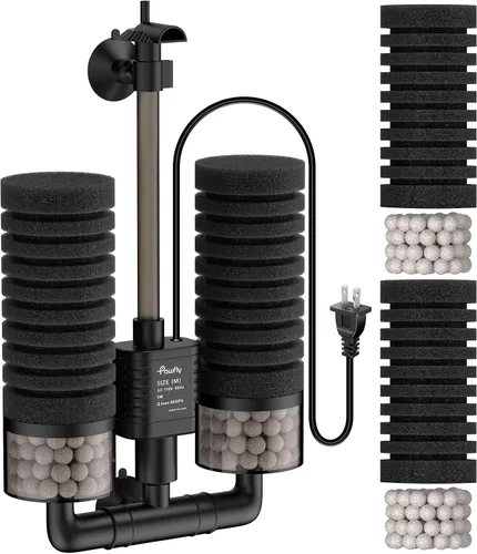 Vista 8 de Pawfly Filtro de esponja para acuario, filtro de tanque de peces de 70 GPH, filtro sumergible de 3 W para acuario pequeño con bomba de agua, espumas