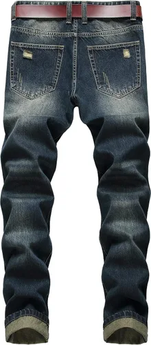 Vista 2 de Jeans casuales ajustados con agujeros rasgados para hombre