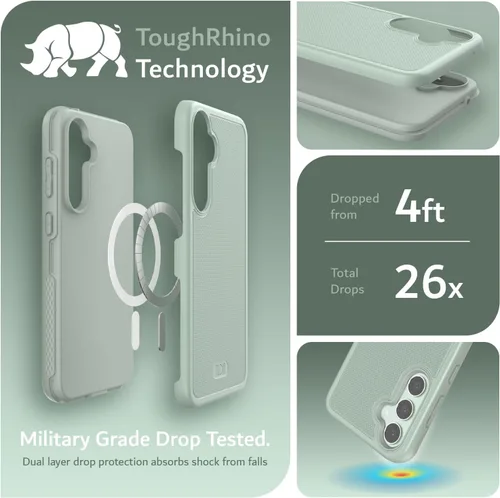 Vista 3 de TUDIA MergeGrip Magsafe - Funda protectora para Samsung Galaxy S23 FE 2023, de doble capa, a prueba de golpes, grado militar, antideslizante Green