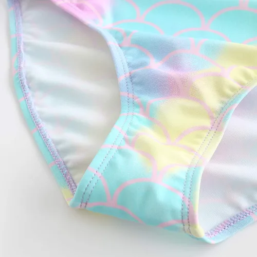 Vista 6 de Traje de baño de una pieza para niñas con un hombro con volantes traje de baño floral