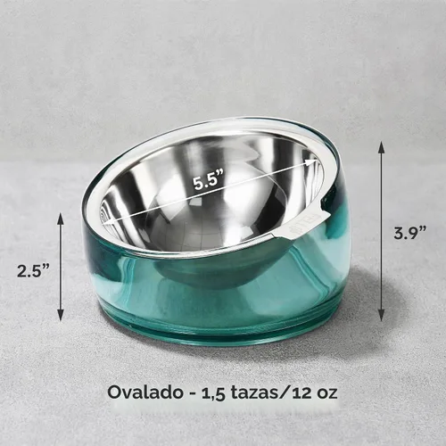 Vista 4 de Felli Oblik - Comederos elevados de acero inoxidable para perros pequeños de patas cortas, tazón de comida y agua, recipiente removible apto