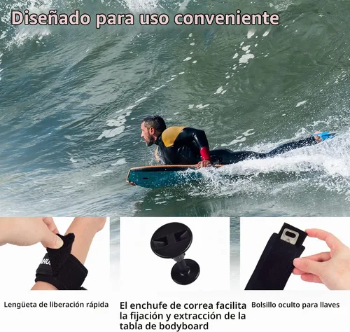 Vista 5 de Abahub 4 ft Bodyboard Leash,Coiled Wrist Surf Body Board Leashes with Plug Boogie Board Leash,5.5mm Thick,Premium Body Board Wrist Negro