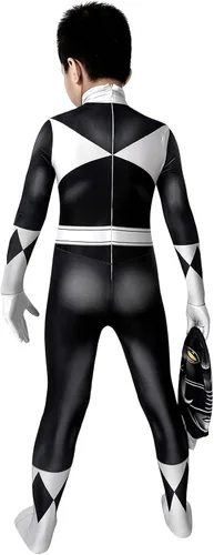 Vista 3 de CEMDER Disfraz de superhéroe negro Zentai con máscara separada disfraz de Halloween