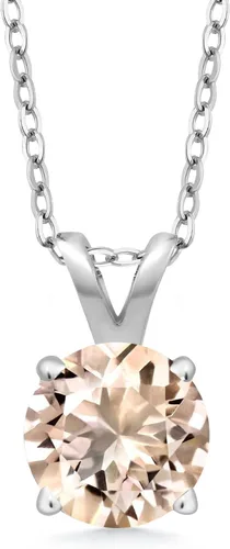 Vista 171 de Gem Stone King Collar con colgante solitario de plata de ley 925 de 0.236 in con piedra natal redonda Collar de 4 puntas para mujer Con cadena
