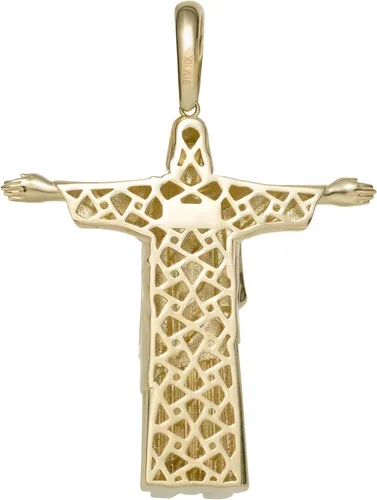 Vista 2 de Colgante de Jesucristo Cristo Redentor con dije de oro amarillo de 10 quilates, joyería Bayam
