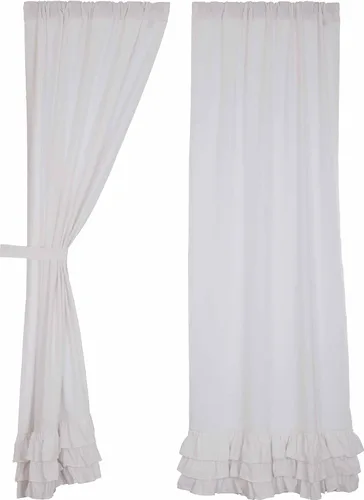 Vista 3 de Piper Classics Serenity - Cortinas de panel con volantes, juego de 2, 84 pulgadas de largo x 40 pulgadas de ancho, blanco nítido con volantes