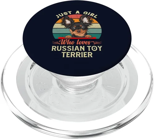 Vista 7 de Just A Girl Who Loves Russian Toy Terrier Dog Retro Vintage PopSockets intercambiables PopGrip