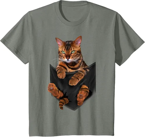 Vista 105 de Camiseta de bolsillo con estampado de tigre y gato Negro