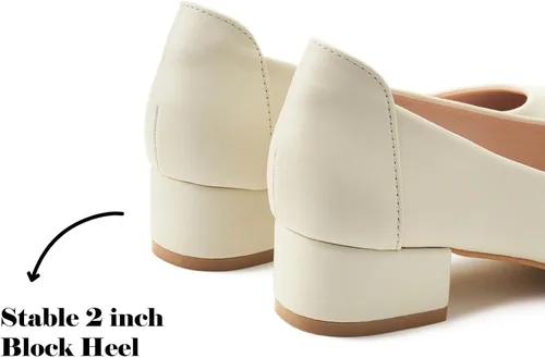 Vista 6 de Womens Black Silver White Pumps for Women 1.4 Inch Shoes for Women Low Heel Closed Toe Dress Shoes for Women Comfortable Dressy Low Heel
