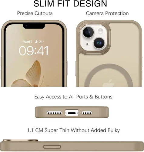 Vista 8 de BENTOBEN Funda magnética para iPhone 14 Plus, compatible con MagSafe, translúcida mate, esmerilada, delgada, ligera, a prueba de golpes