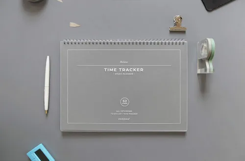 Vista 2 de PAPERIAN Believe TIME Tracker - Planificador de estudio sin fecha de tamaño A4, lista de tareas/programador (gris)
