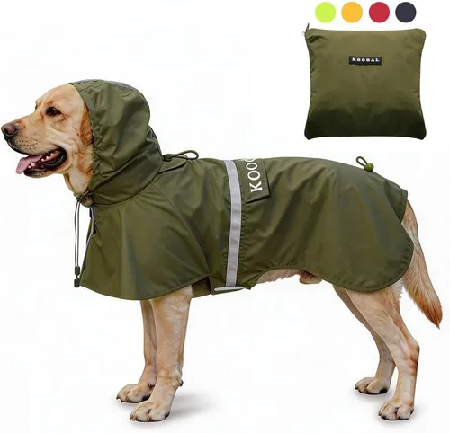 Vista 9 de Chaqueta Impermeable para Perros Poncho Ropa para Perros Impermeable para Mascotas para Perros de Tamaño Pequeño a Mediano (Amarillo Fluor, 2XL)