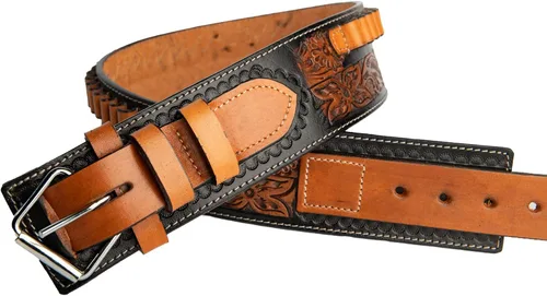 Vista 6 de Hulara Full Grain Buff Leather Ammo Belt 22 Cartridge Belt Western Ammo Case Bullet Ammo Loops for Men