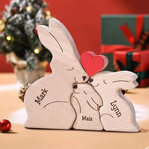 Vista 12 de Rompecabezas de madera personalizado con nombres familiares de 2 a 8, rompecabezas de madera de gato, rompecabezas de madera personalizable