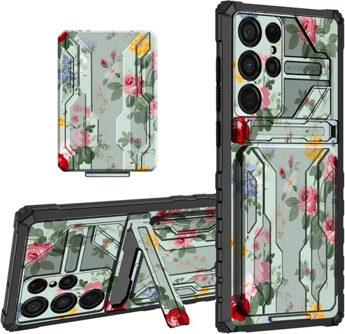 Vista 34 de Funda protectora de TPU suave para Samsung Galaxy A03S con soporte para tarjeta de crédito y soporte de doble capa de policarbonato duro de TPU