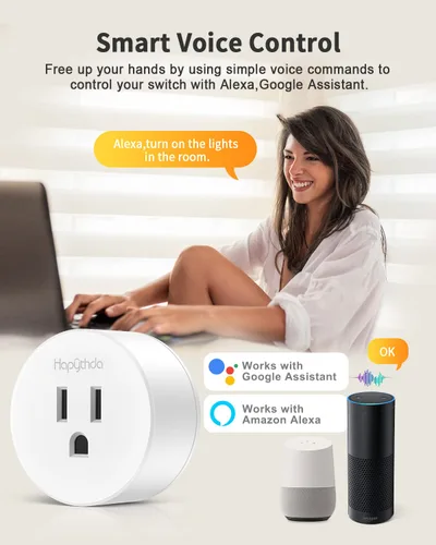 Vista 2 de Enchufe inteligente con control remoto, Wi-Fi de 2.4 GHz y RF433 Control remoto inalámbrico, interruptor de luz de salida no requiere cable neutro