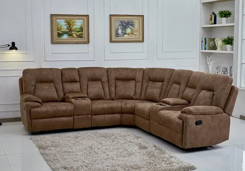 Vista 3 de Betsy Furniture Sofá de sala de estar seccional reclinable de microfibra grande en Latte 8038
